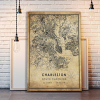 
              Charleston, South Carolina Vintage Style Map Print 
            