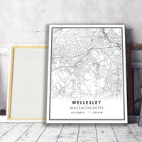 Wellesley, Massachusetts Modern Map Print 