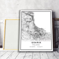 
              Gdansk, Poland Modern Style Map Print 
            
