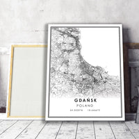 Gdansk, Poland Modern Style Map Print 