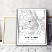 Port Huron, Michigan Modern Map Print 