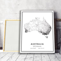 Australia, Oceania Modern Style Map Print 