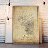 Alberta, Canada Vintage Style Map Print 