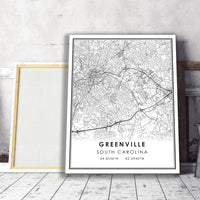 
              Greenville, South Carolina Modern Map Print
            