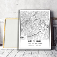 Greenville, South Carolina Modern Map Print