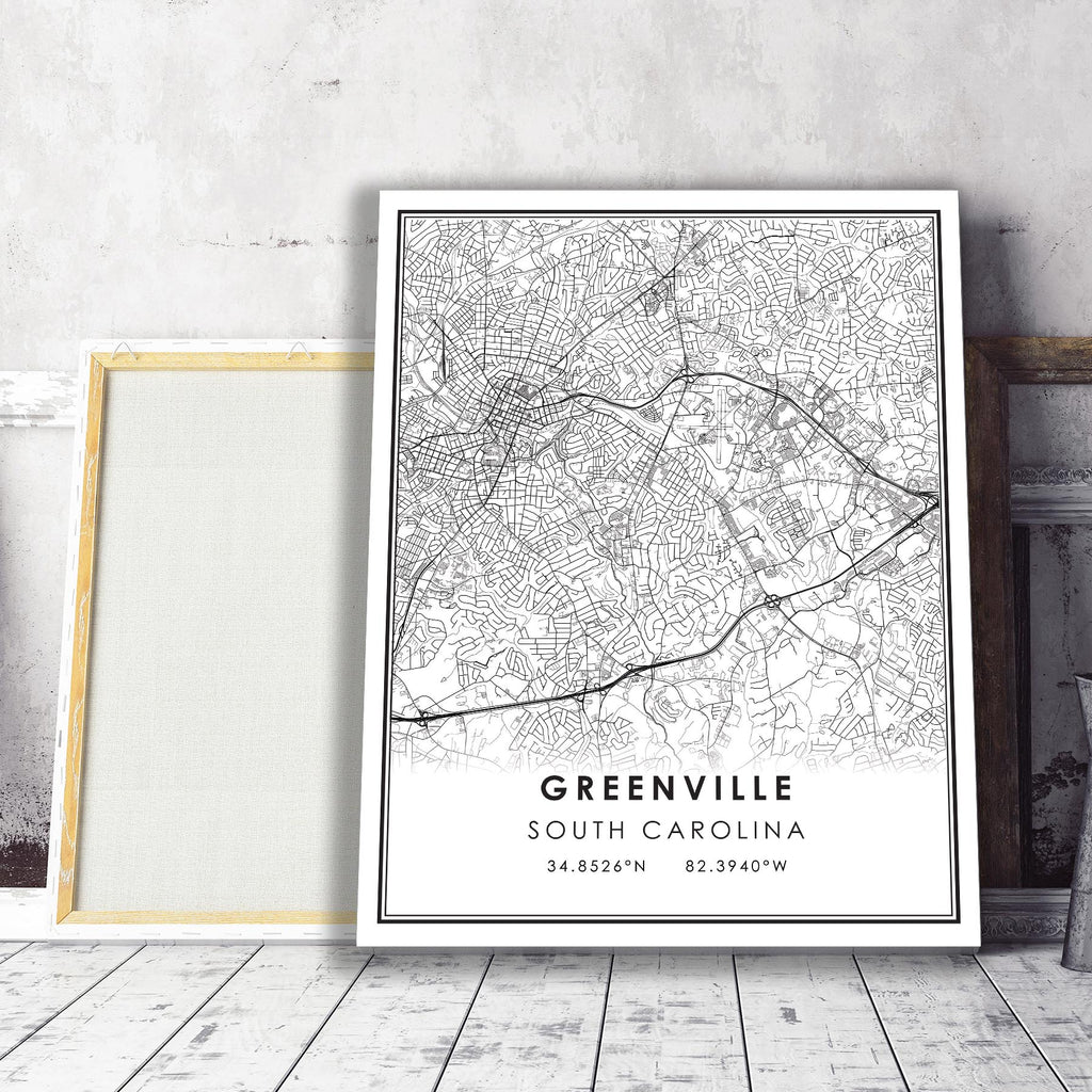 Greenville, South Carolina Modern Map Print