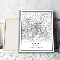 Athens, Georgia Modern Map Print 