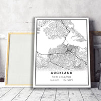 Auckland, New Zealand Modern Style Map Print 