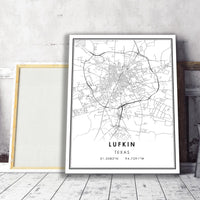 Lufkin, Texas Modern Map Print