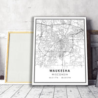 
              Waukesha, Wisconsin Modern Map Print 
            