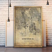 
              Centennial, Colorado Vintage Style Map Print 
            