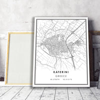
              Katerini, Greece Modern Style Map Print 
            