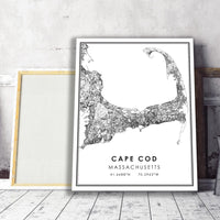 
              Cape Cod, Massachusetts Modern Map Print 
            