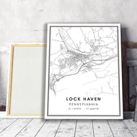
              Lock Haven, Pennsylvania Modern Map Print 
            