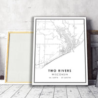 
              Two Rivers, Wisconsin Modern Map Print 
            