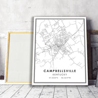 Campbellsville, Kentucky Modern Map Print 