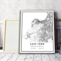 
               Cape Town, South Africa Modern Style Map Print 
            