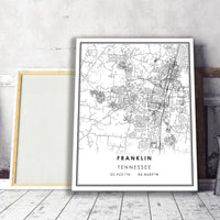 
              Franklin, Tennessee Modern Map Print 
            