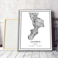 Calabria, Italy Modern Style Map Print 