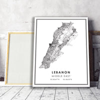 Lebanon Modern Style Map Print 