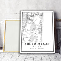 Sunny Isles Beach, Florida Modern Map Print 