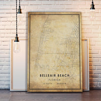 
              Belleair Beach, Florida Vintage Style Map Print 
            