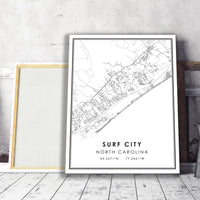 
              Surf City, North Carolina Modern Map Print 
            