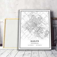 Guelph, Ontario Modern Style Map Print 