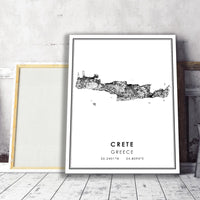 Crete, Greece Modern Style Map Print 