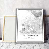 Port-au-Prince, Haiti Modern Style Map Print 