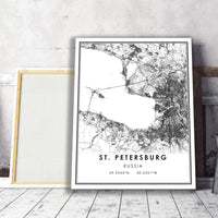 
              St. Petersburg, Russia Modern Style Map Print 
            