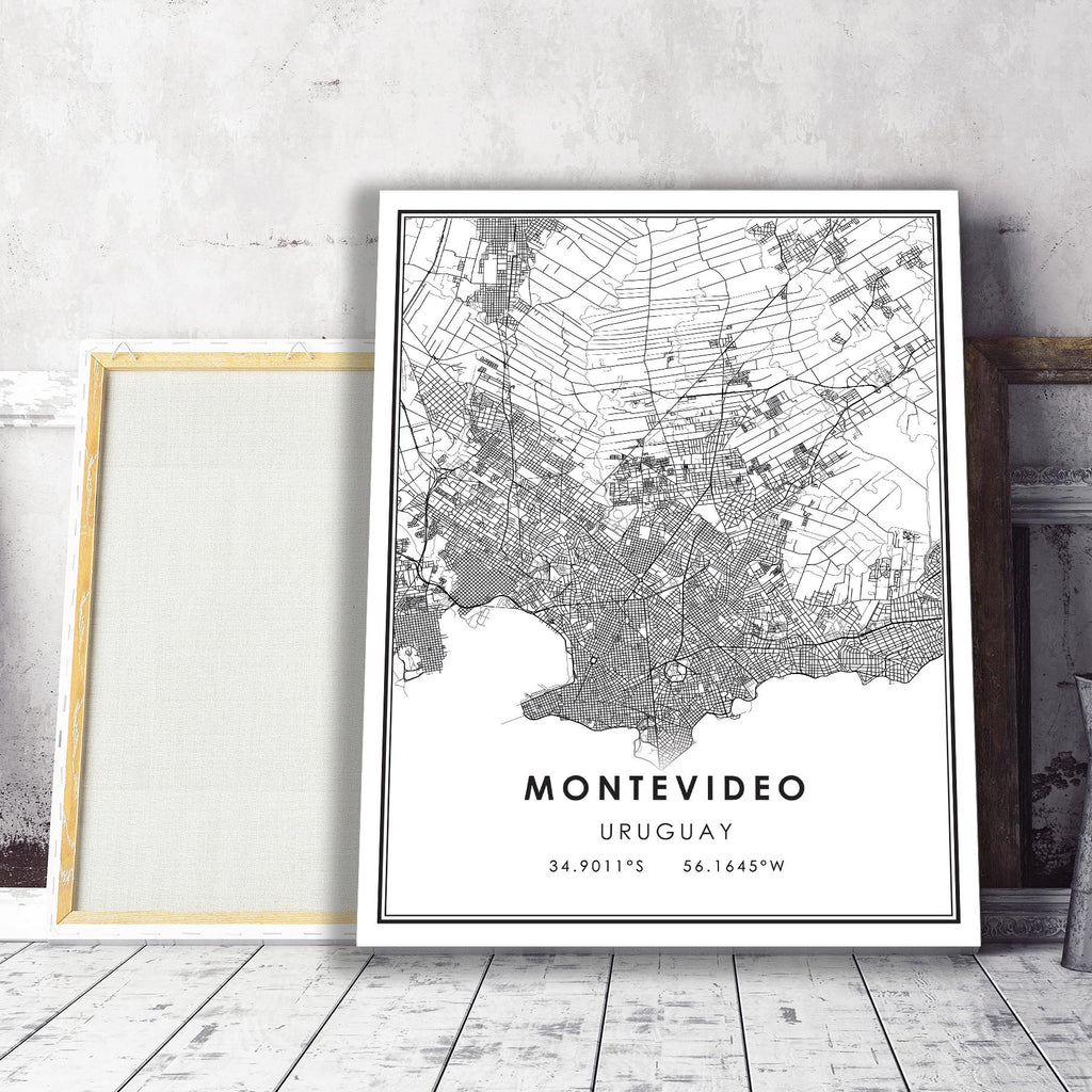 Montevideo, Uruguay Modern Style Map Print 