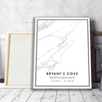 Bryant's Cove, Newfoundland Modern Style Map Print 