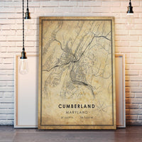 
              Cumberland, Maryland Vintage Style Map Print
            