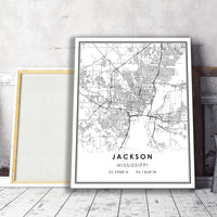 Jackson, Mississippi Modern Map Print 