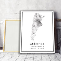 
              Argentina, South America Modern Style Map Print 
            
