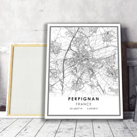 Perpignan, France Modern Style Map Print 