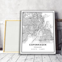 
              Copenhagen, Denmark Modern Style Map Print 
            