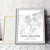 
              South Lake Tahoe, California Modern Map Print 
            