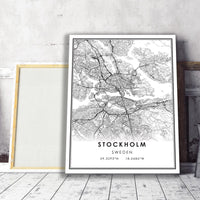 Stockholm, Sweden Modern Style Map Print 