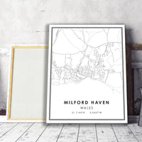 Milford Haven, Wales Modern Style Map Print 