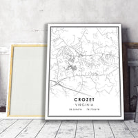 
              Crozet, Virginia Modern Map Print 
            