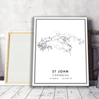 St. John, Caribbean Modern Map Print 