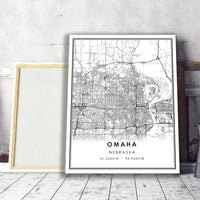 Omaha, Nebraska Modern Map Print 