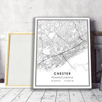 Chester, Pennsylvania Modern Map Print 