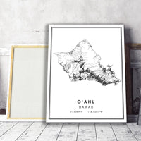 
              Oahu, Hawaii Modern Map Print 
            
