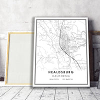 Healdsburg, California Modern Map Print 