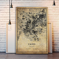 
              Cairo, Egypt Vintage Style Map Print 
            