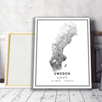 Sweden, Europe Modern Style Map Print