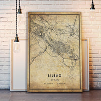 
              Bilbao, Spain Vintage Style Map Print 
            